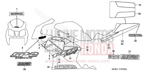 MARQUE/RAYURE (VTR1000SP2/3-E/ED/F/U) (VTR1000SP4/5/6) VTR1000SP5 de 2005